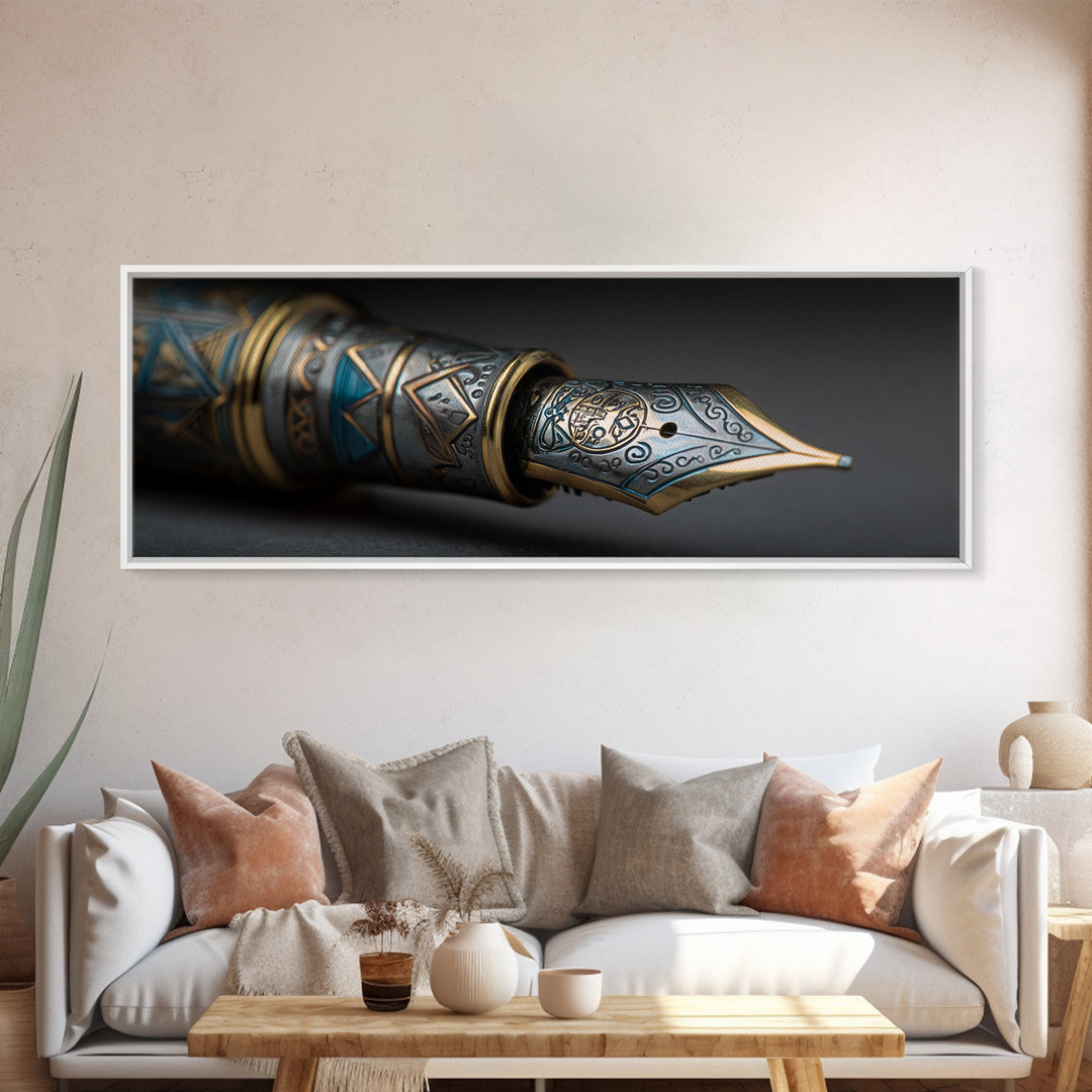 Fountain Pen Nib Closeup Canvas Print, Law Office Art, Home Decor, Office Decor, Fine Art, Counsel, Minimalist Decor, LOA-3x1-39