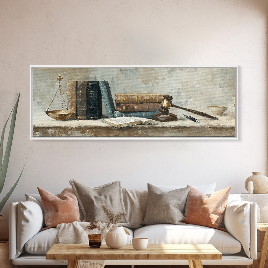 Dignified Law Books and Fountain Pen Still Canvas Print, Law Office Art, Canvas Print, Office Decor, Fine Art, Counsel, LOA-3x1-42