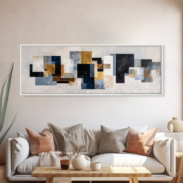Abstract Navy and Gold Composition for Authority Canvas Print, Law Office Art, Decor, Office Decor, Fine Art, Counsel, LOA-3x1-92