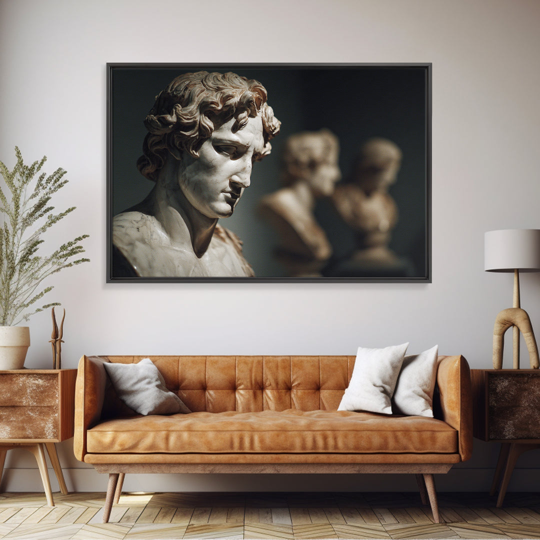 Classical Statue Bust Framed Canvas Print, Law Office Art, Home Office Decor, Office Decor, Oil Painting, Counsel, Boho Decor, LOA-3x2-100