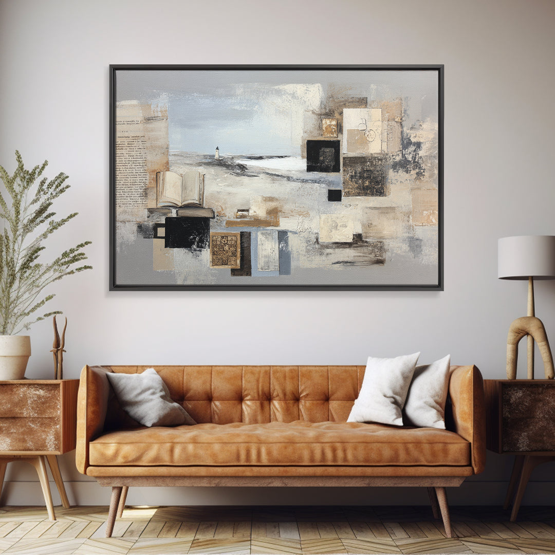 Stormy Landscape with Lighthouse as Guidance Metaphor Canvas Print, Law Office Art, Minimalist Decor, Office Decor, Counsel, LOA-3x2-15