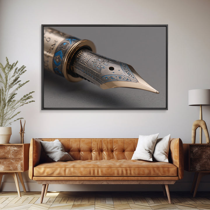 Fountain Pen Nib Closeup Framed Canvas Print, Law Office Art, Printable Art, Office Decor, Fine Art, Counsel, Lawyer, LOA-3x2-27