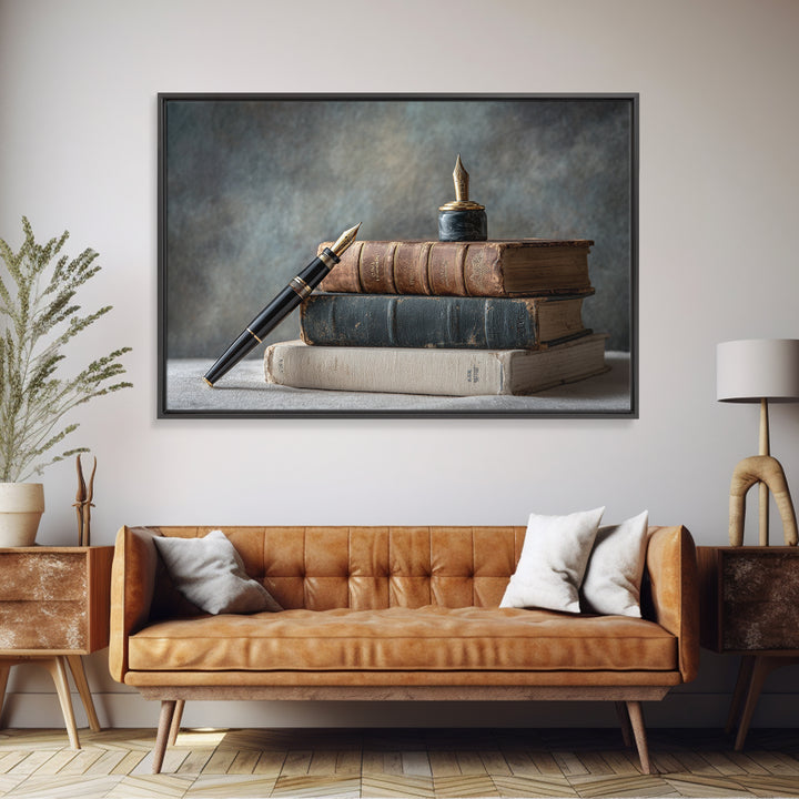 Dignified Law Books and Fountain Pen Still Canvas Print, Law Office Art, Poster Print, Office Decor, Fine Art, Counsel, LOA-3x2-30