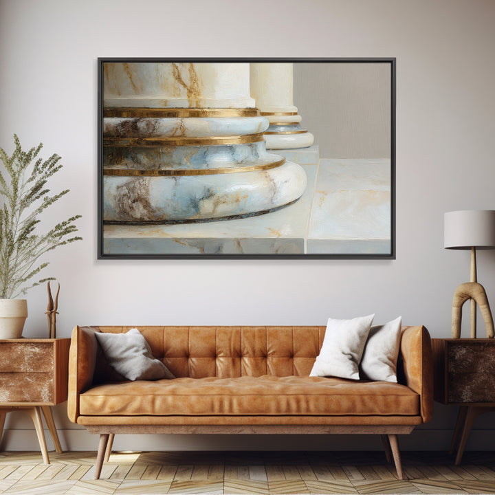 Marble Courthouse Column Study Without Building Scene Framed Canvas Print, Law Office Art, Office Art, Office Decor, Counsel, LOA-3x2-31
