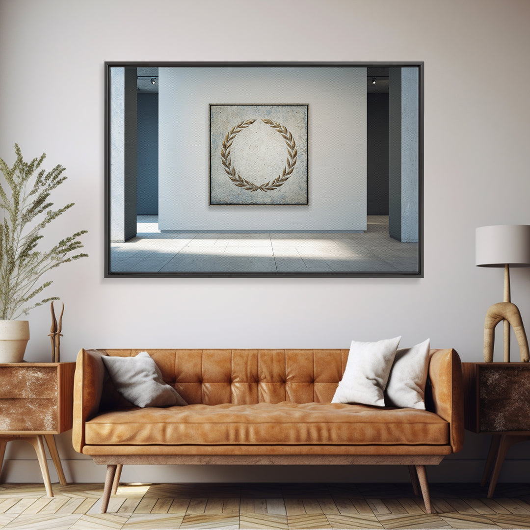 Roman Laurel Wreath Framed Canvas Print, Law Office Art, Office Wall Art, Office Decor, Fine Art, Counsel, Butterfly Art, LOA-3x2-36