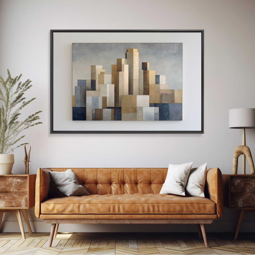 Quiet City Skyline Framed Canvas Print, Law Office Art, Canvas Print, Office Decor, Abstract Art, Counsel, Butterfly Art, LOA-3x2-40