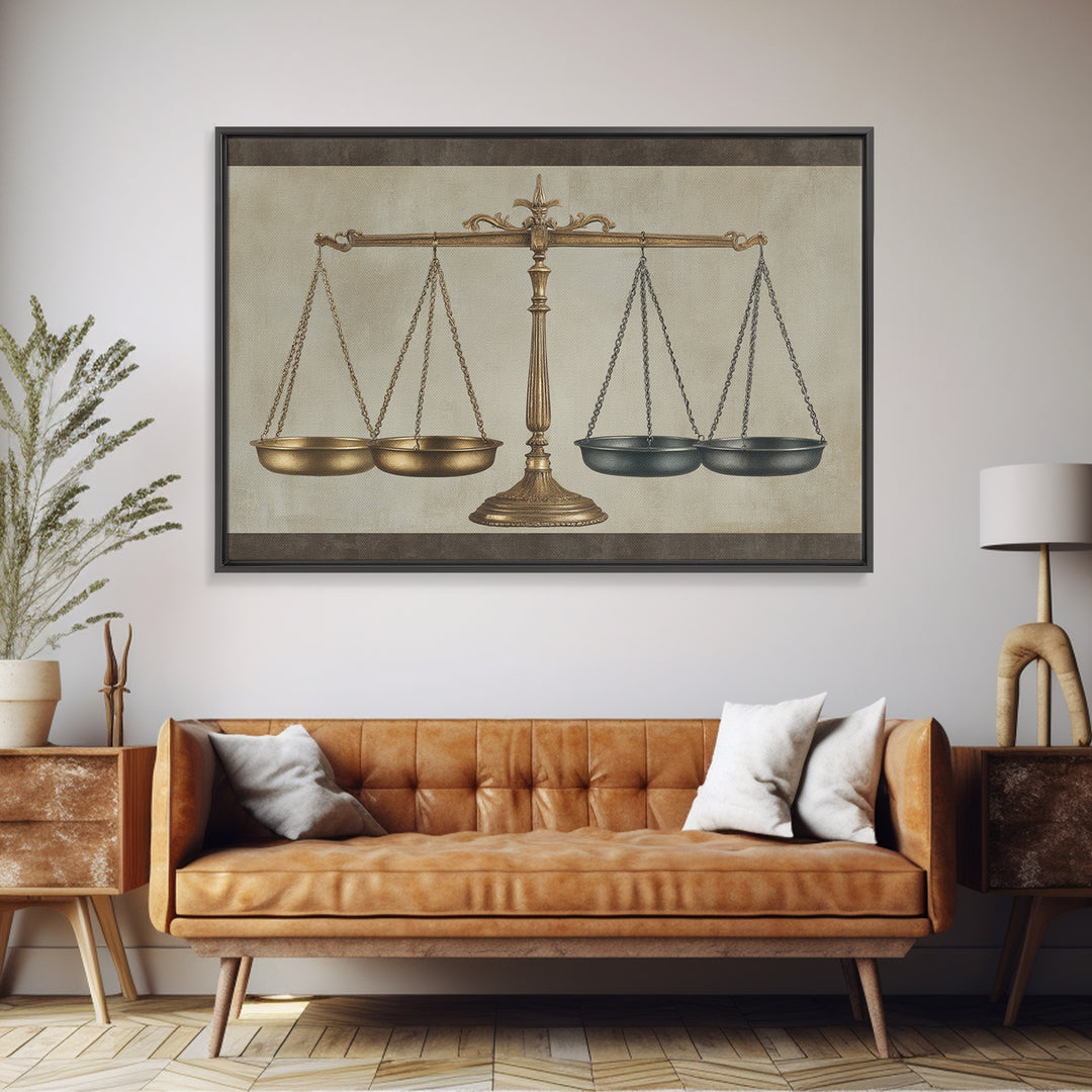 Classical Scales of Justice Canvas Print, Law Office Art, Modern Wall Decor, Office Decor, Fine Art, Counsel, Law School Gifts, LOA-3x2-53