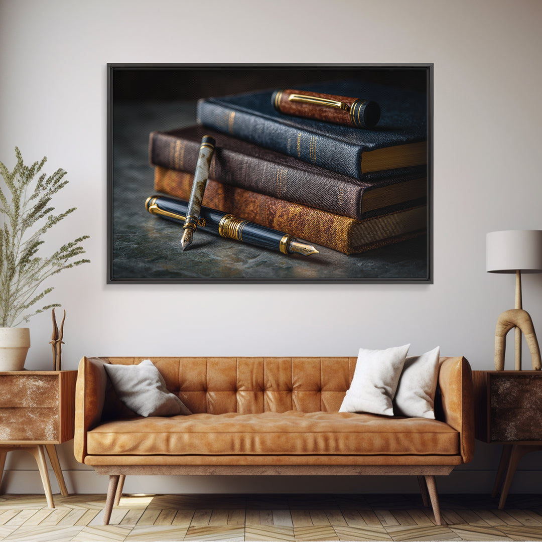 Dignified Law Books and Fountain Pen Still Canvas Print, Law Office Art, Poster Print, Office Decor, Fine Art, Counsel, LOA-3x2-54