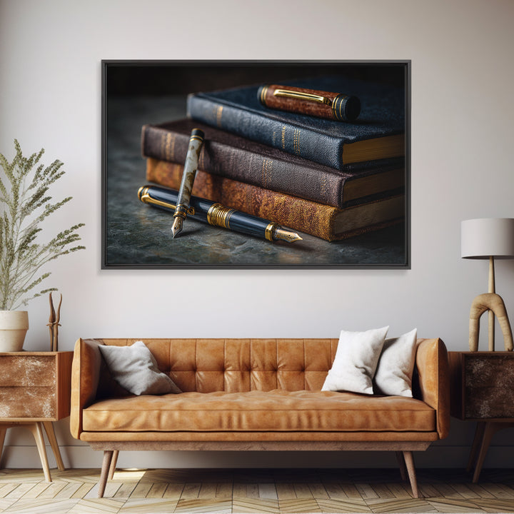 Dignified Law Books and Fountain Pen Still Canvas Print, Law Office Art, Poster Print, Office Decor, Fine Art, Counsel, LOA-3x2-54