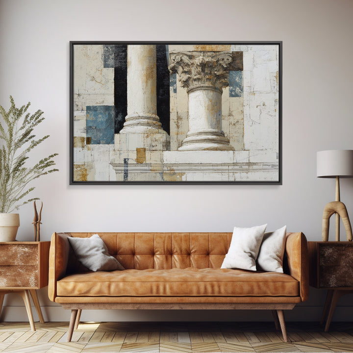 Marble Courthouse Column Study Without Building Scene Canvas Print, Law Office Art, Boho Decor, Office Decor, Counsel, LOA-3x2-55