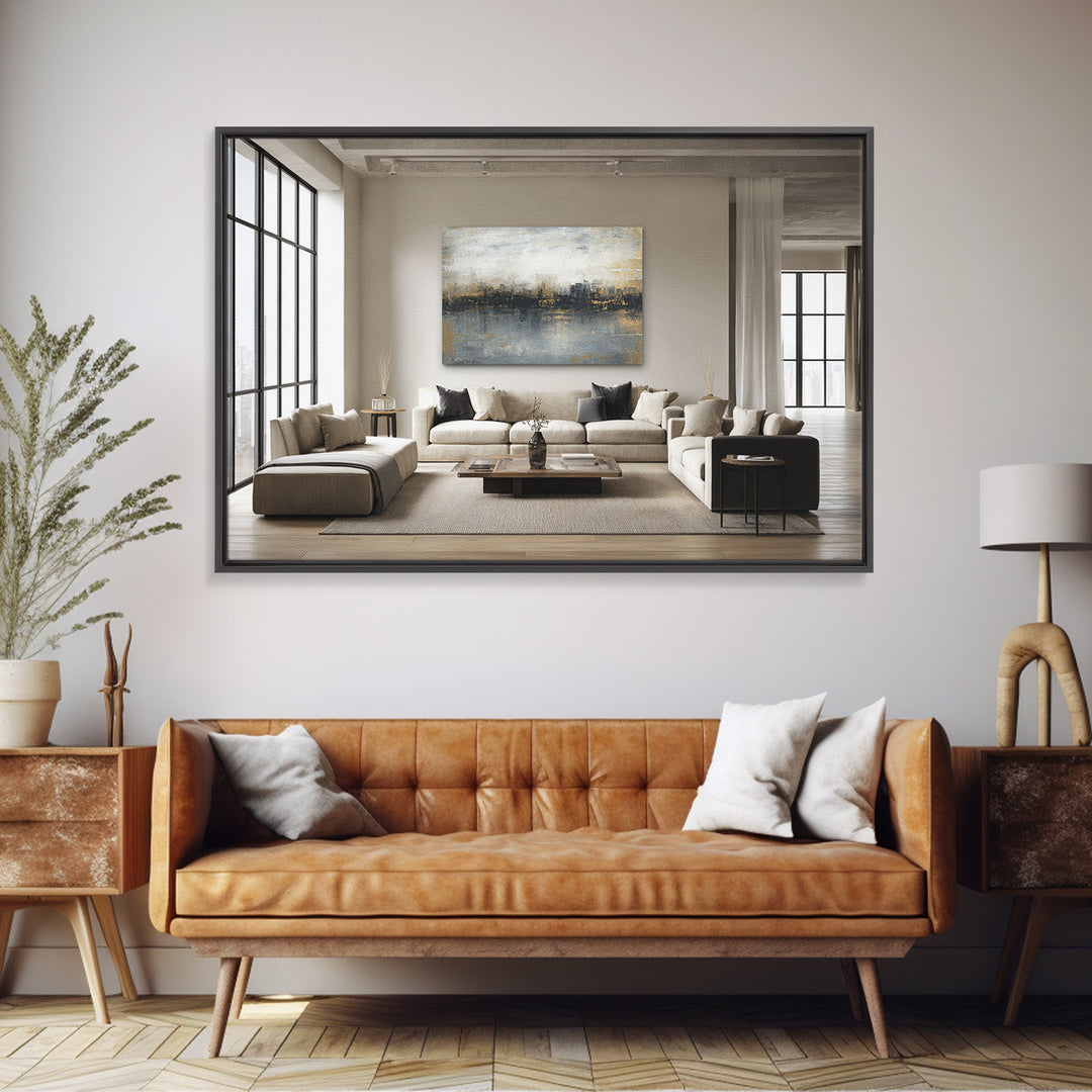 Quiet City Skyline Framed Canvas Print, Law Office Art, Law, Office Decor, Fine Art, Counsel, Modern Decor, Fine Art Print, LOA-3x2-64
