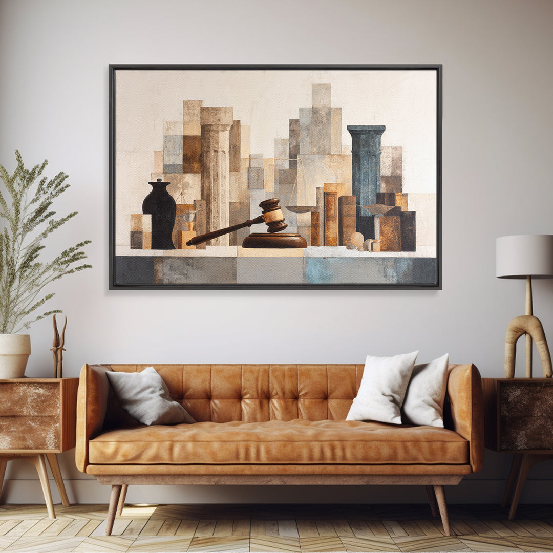 Classic Gavel Still Life Canvas Print, Law Office Art, Lawyer, Office Decor, Oil Painting, Counsel, Neutral Decor, Modern Decor, LOA-3x2-89