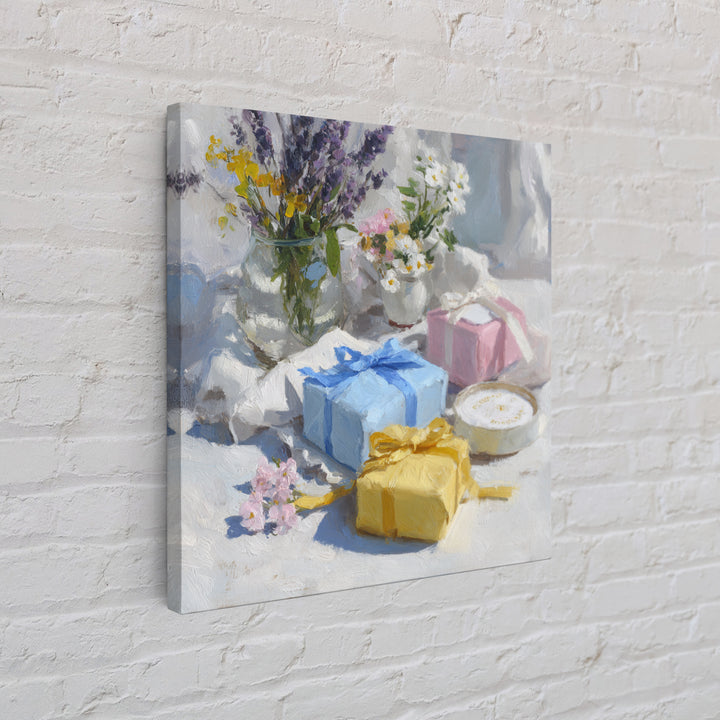 Lavender Sachet and Ribbon Still Life Canvas Print, Laundry Room Art, Gallery Wall Prints, Living Room Decor, Fine Art, Clean, LRA-1x1-17