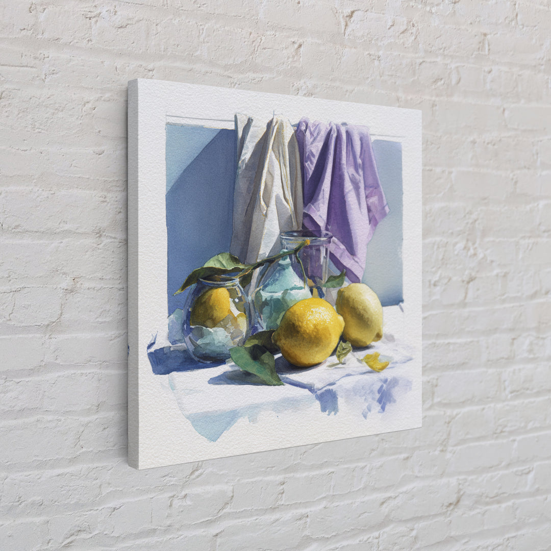 Lemon and Clean Linen Still Life Canvas Print, Laundry Room Art, Printable Art, Living Room Decor, Clean, Whimsical Art, LRA-1x1-3