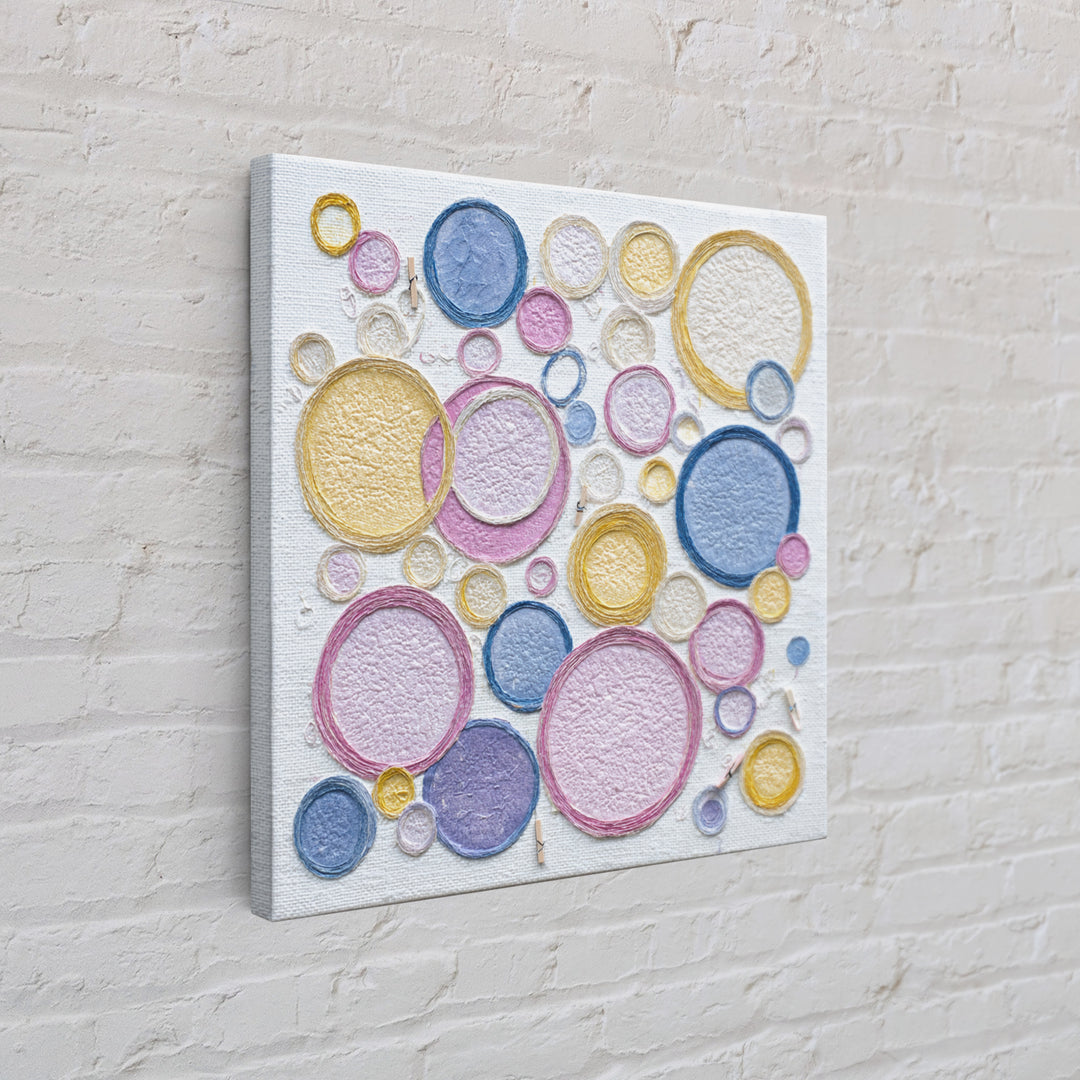 Soap Bubbles Rendered as Playful Abstract Circles Canvas Print, Laundry Room Art, Gallery Wall Prints, Living Room Decor, Clean, LRA-1x1-30