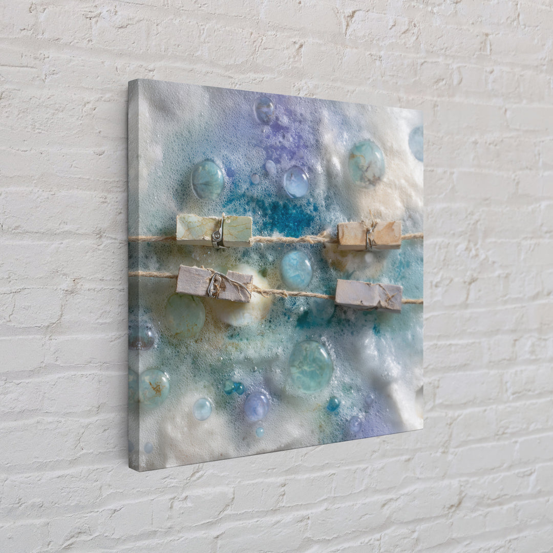 Abstract Suds and Bubbles Framed Canvas Print, Laundry Room Art, Downloadable Art, Living Room Decor, Fine Art, Clean, LRA-1x1-46