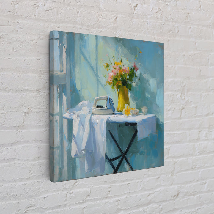 Ironing Board Still Life Framed Canvas Print, Laundry Room Art, Living Room Decor, Oil Painting, Clean, Wall Art Print, LRA-1x1-48