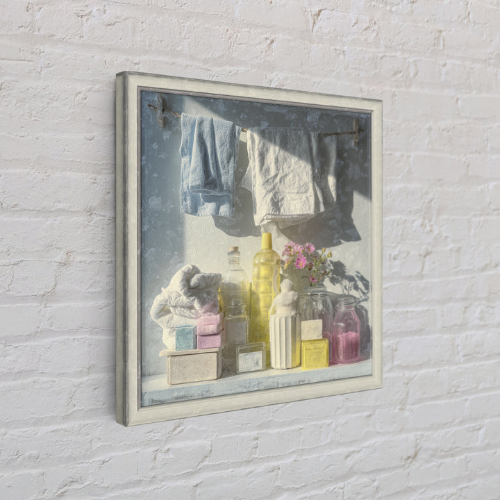 Farmhouse Laundry Sign Ornament Without Words Framed Canvas Print, Laundry Room Art, Gallery Decor, Living Room Decor, Clean, LRA-1x1-67