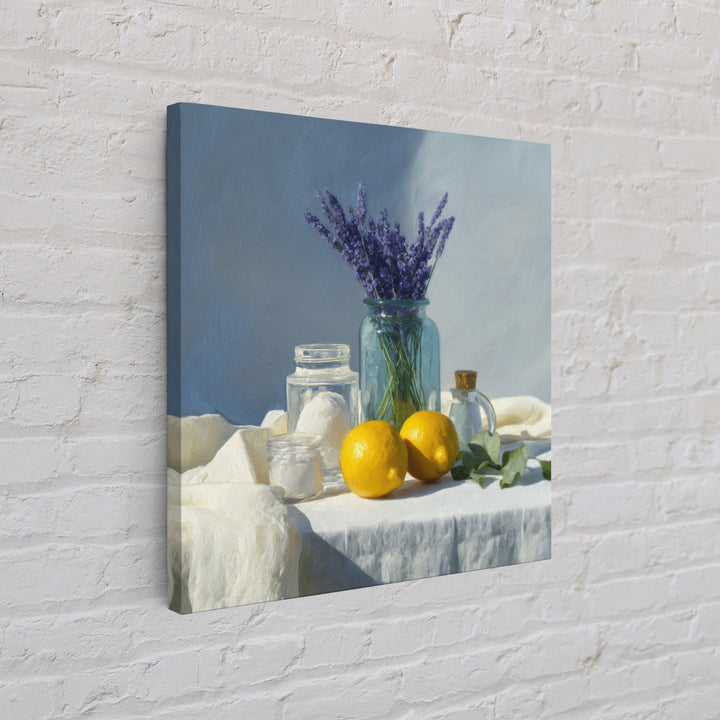 Lemon and Clean Linen Still Life Canvas Print, Laundry Room Art, Modern Decor, Living Room Decor, Abstract Art, Clean, LRA-1x1-75