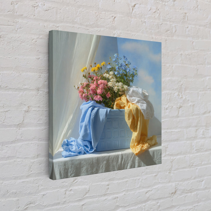 Blue Laundry Basket Canvas Print, Laundry Room Art, Room Decor, Living Room Decor, Fine Art, Clean, New Home Gift, LRA-1x1-77