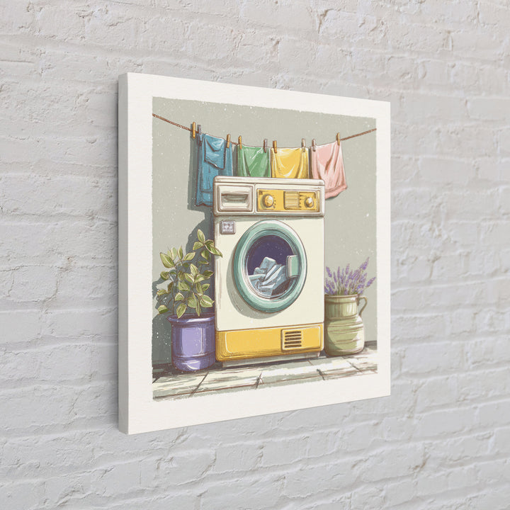 Washing Machine Icon Graphic Without Text Canvas Print, Laundry Room Art, Neutral Decor, Living Room Decor, Oil Painting, Clean, LRA-1x1-82
