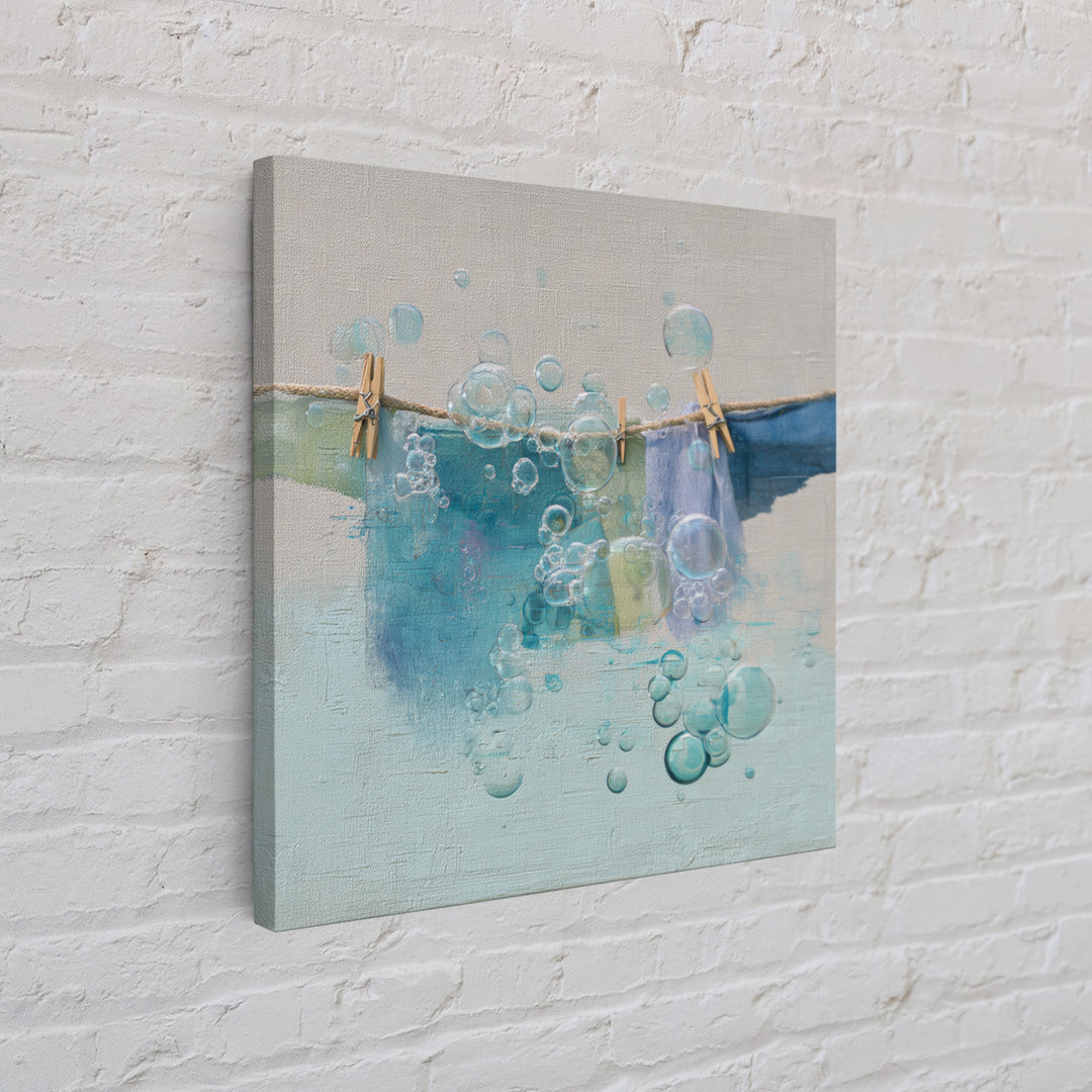 Abstract Suds and Bubbles Canvas Print, Laundry Room Art, Digital Art Print, Living Room Decor, Abstract Art, Clean, LRA-1x1-94