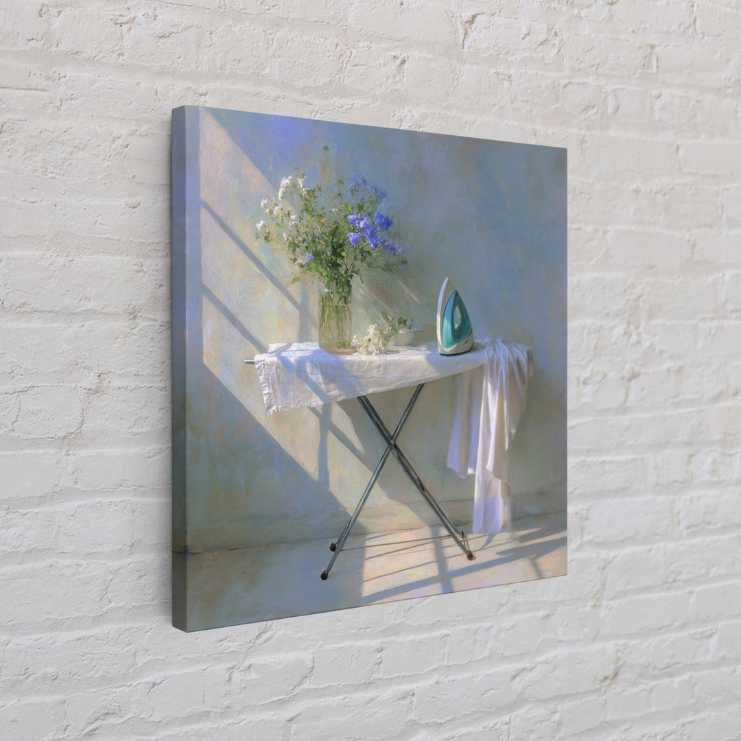 Ironing Board Still Life Framed Canvas Print, Laundry Room Art, Printable Wall Art, Living Room Decor, Fine Art, Clean, LRA-1x1-96