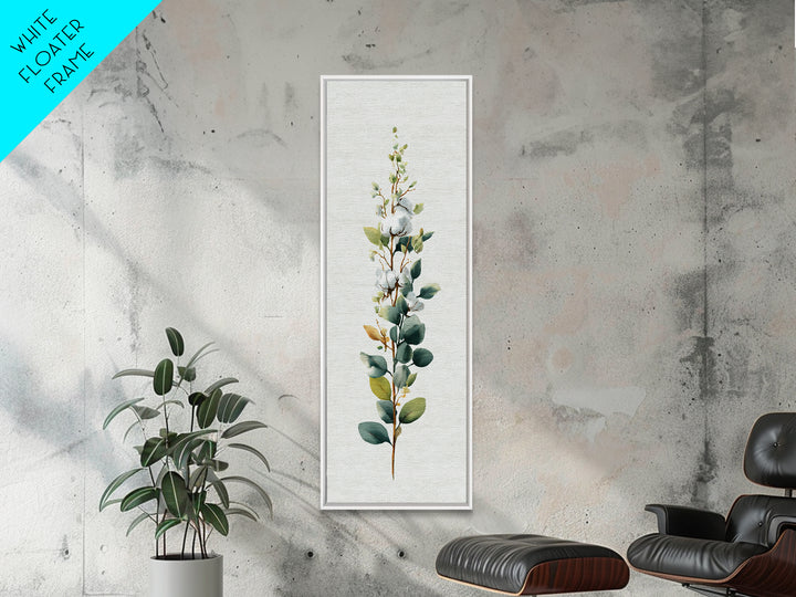 Sunlit White Towels and Eucalyptus Branch Canvas Print, Laundry Room Art, Digital Art, Living Room Decor, Watercolor Art, Clean, LRA-1x3-23