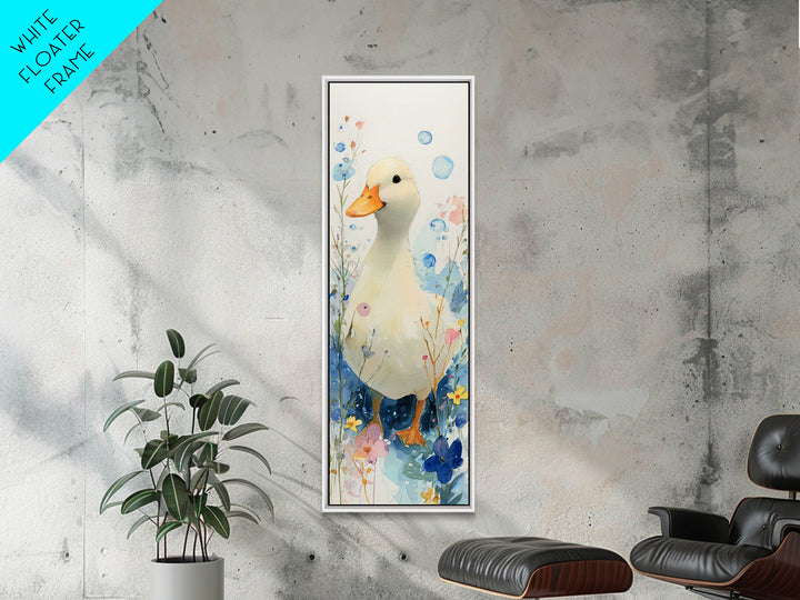 Duck and Bubbles Whimsical Watercolor Canvas Print, Laundry Room Art, Living Room Decor, Oil Painting, Clean, LRA-1x3-27