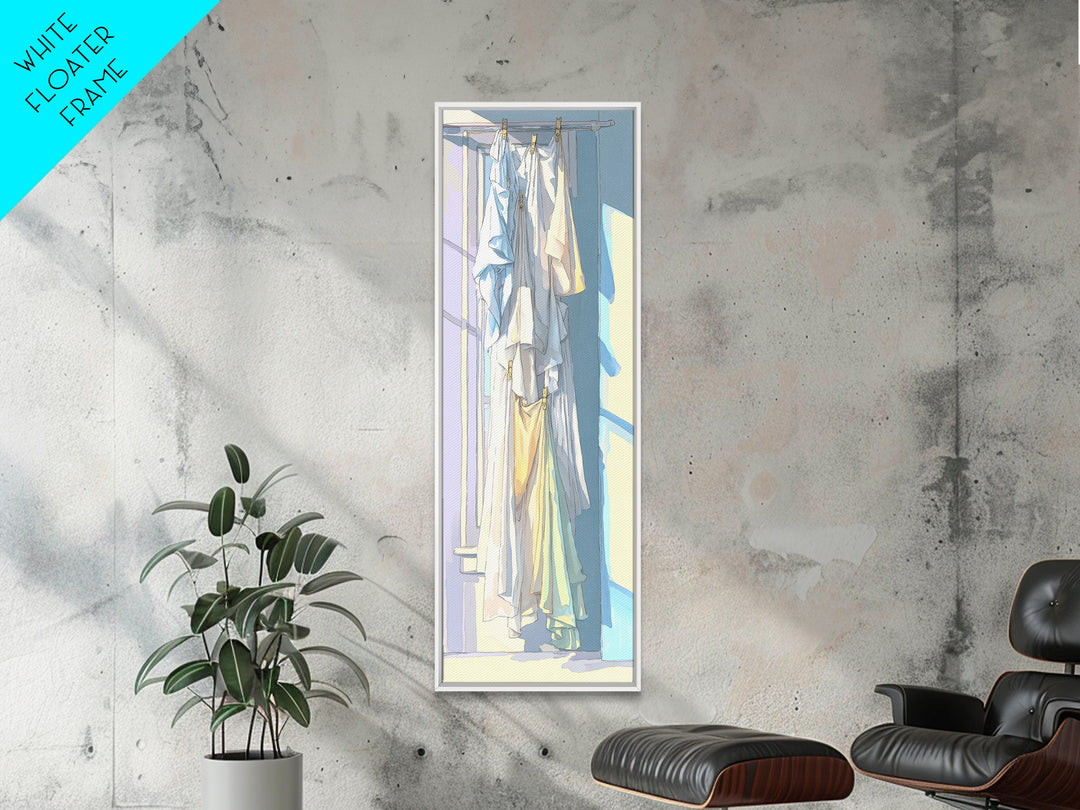 Simple Line Drawing of Hanging Laundry Canvas Print, Laundry Room Art, Room Decor, Living Room Decor, Abstract Art, Clean, LRA-1x3-28