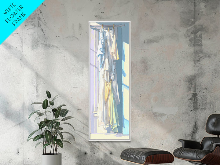Simple Line Drawing of Hanging Laundry Canvas Print, Laundry Room Art, Room Decor, Living Room Decor, Abstract Art, Clean, LRA-1x3-28
