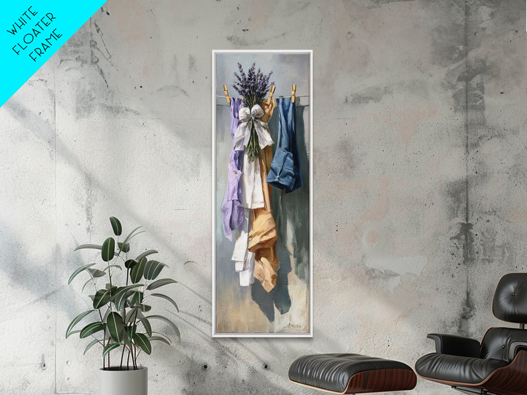 Lavender Sachet and Ribbon Still Life Framed Canvas Print, Laundry Room Art, Modern Decor, Living Room Decor, Fine Art, Clean, LRA-1x3-29
