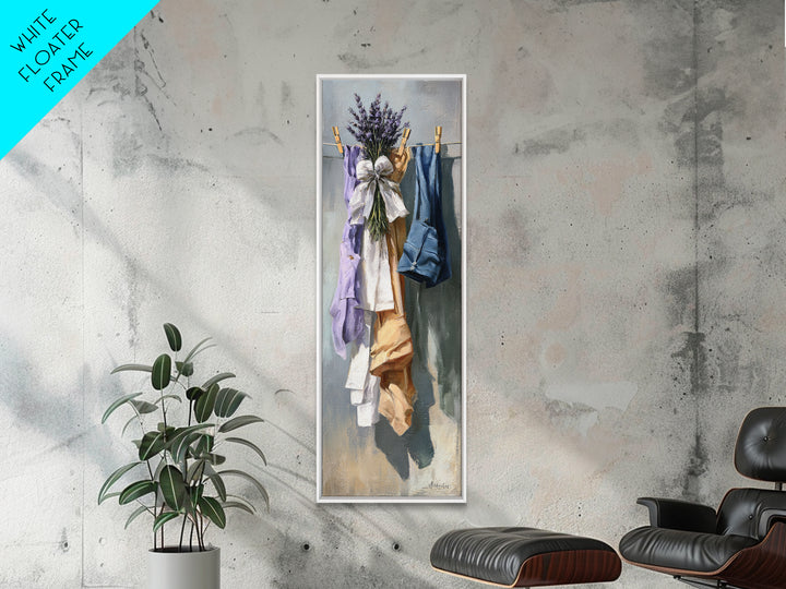 Lavender Sachet and Ribbon Still Life Framed Canvas Print, Laundry Room Art, Modern Decor, Living Room Decor, Fine Art, Clean, LRA-1x3-29