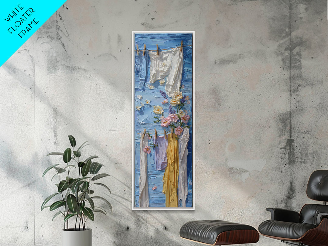 Clean Blue Water Ripple Abstraction Framed Canvas Print, Laundry Room Art, Living Room Decor, Abstract Art, Clean, LRA-1x3-30