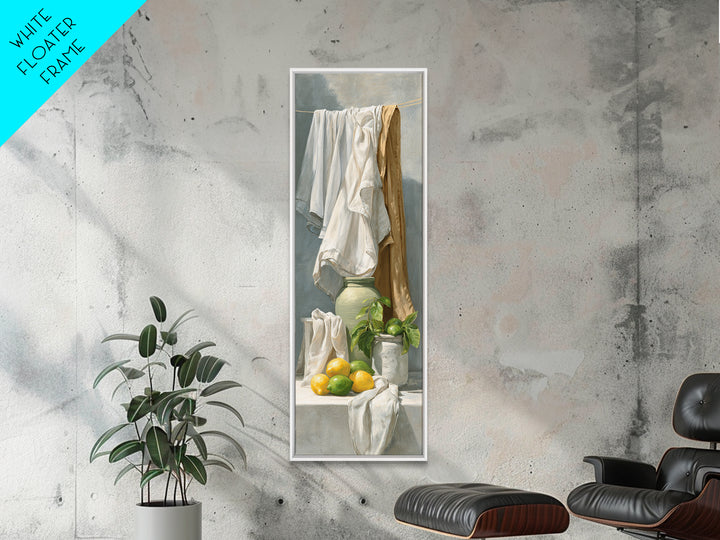 Lemon and Clean Linen Still Life Canvas Print, Laundry Room Art, Artwork, Living Room Decor, Clean, Minimalist Wall Art, LRA-1x3-39
