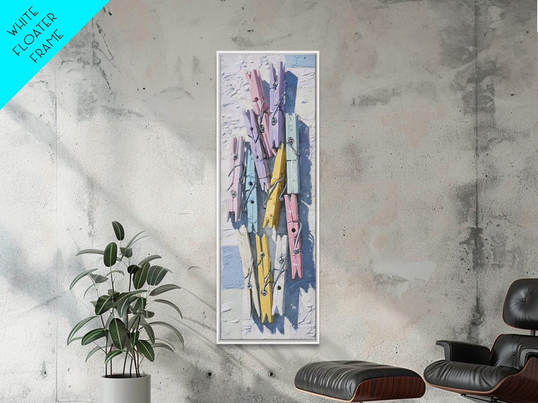 Cheerful Clothespins Arranged as Pattern Canvas Print, Laundry Room Art, Printable Wall Art, Living Room Decor, Fine Art, Clean, LRA-1x3-40