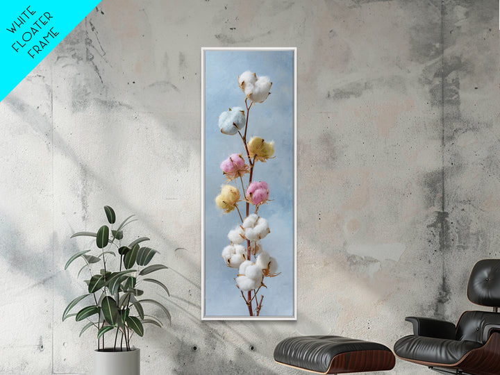 Fresh Cotton Branch Botanical Study Canvas Print, Laundry Room Art, Digital Print, Living Room Decor, Watercolor Art, Clean, LRA-1x3-43