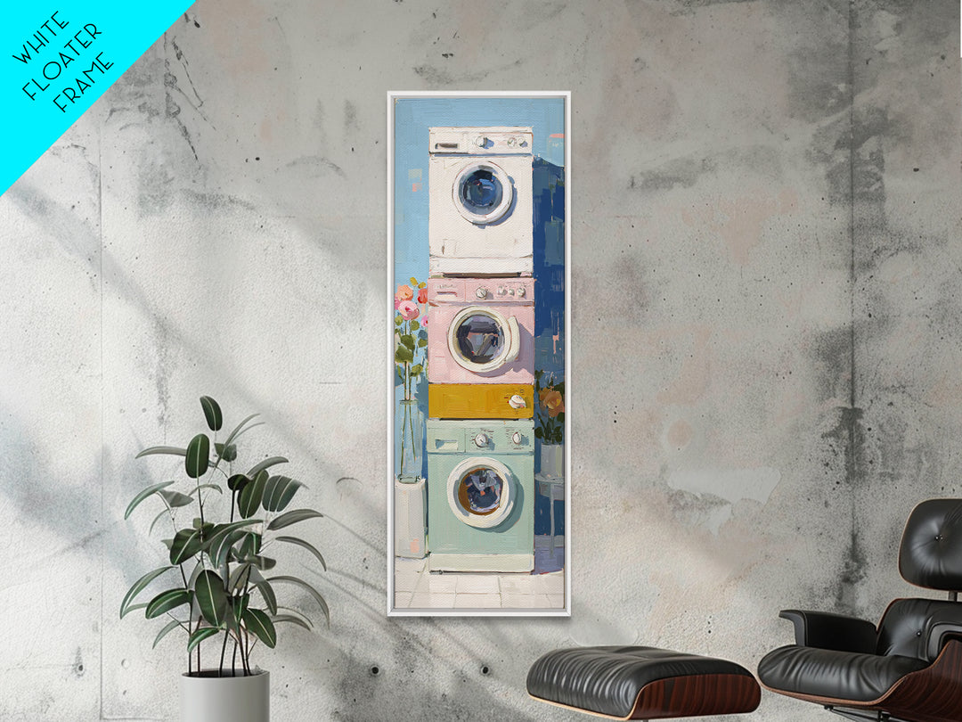 Washing Machine Icon Graphic Without Text Framed Canvas Print, Laundry Room Art, Apartment Wall Art, Living Room Decor, Clean, LRA-1x3-46