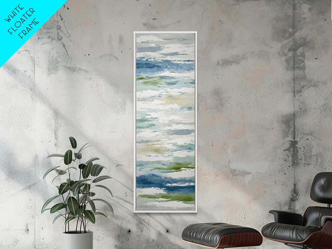 Clean Blue Water Ripple Abstraction Framed Canvas Print, Laundry Room Art, Living Room Decor, Abstract Art, Clean, LRA-1x3-54