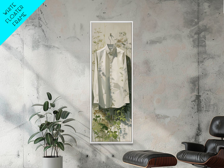 White Shirt on Hanger Canvas Print, Laundry Room Art, Fine Art Print, Living Room Decor, Fine Art, Clean, Painting, Digital Art, LRA-1x3-57