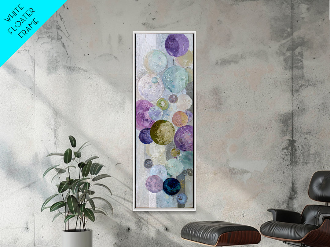 Soap Bubbles Rendered as Playful Abstract Circles Canvas Print, Laundry Room Art, Modern Decor, Living Room Decor, Clean, LRA-1x3-66