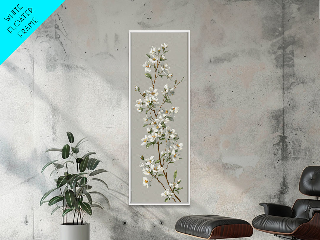 Fresh Cotton Branch Botanical Study Canvas Print, Laundry Room Art, Minimalist Wall Art, Living Room Decor, Fine Art, Clean, LRA-1x3-67