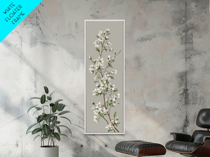 Fresh Cotton Branch Botanical Study Canvas Print, Laundry Room Art, Minimalist Wall Art, Living Room Decor, Fine Art, Clean, LRA-1x3-67