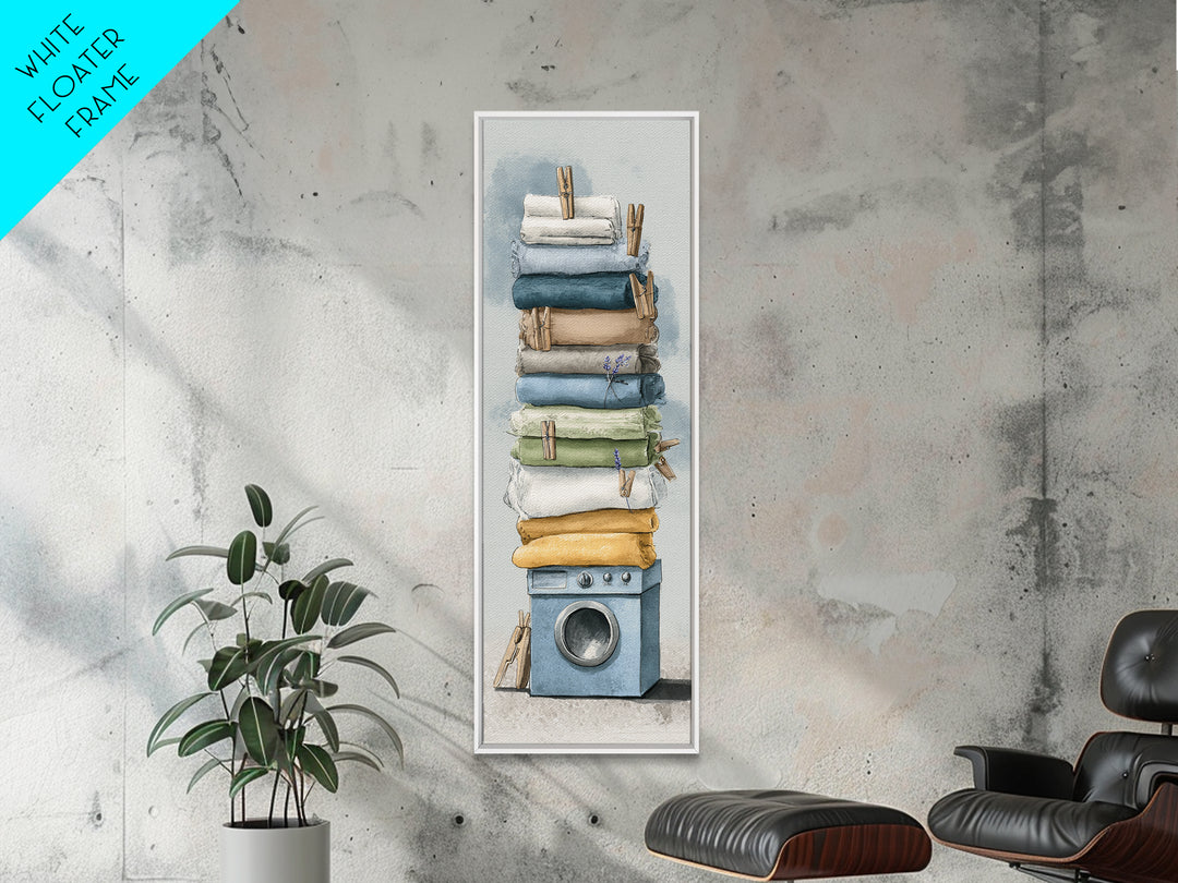 Washing Machine Icon Graphic Without Text Framed Canvas Print, Laundry Room Art, Apartment Wall Art, Living Room Decor, Clean, LRA-1x3-70