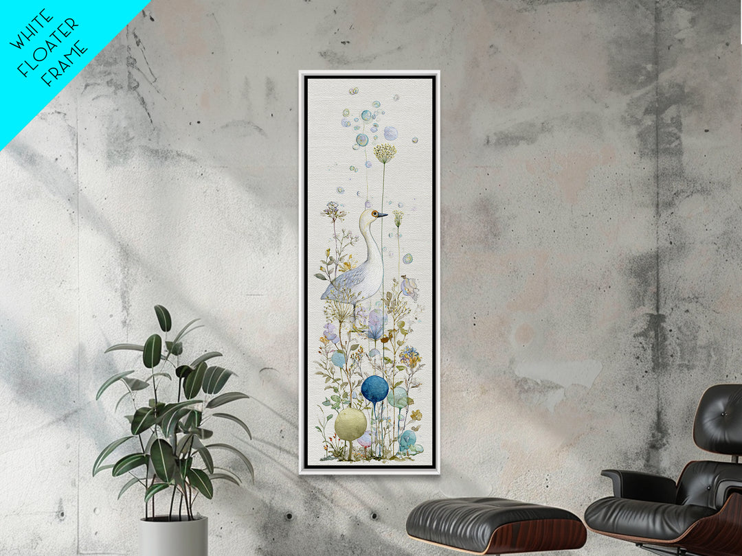 Duck and Bubbles Whimsical Watercolor Framed Canvas Print, Laundry Room Art, Farmhouse Wall Art, Living Room Decor, Clean, LRA-1x3-75