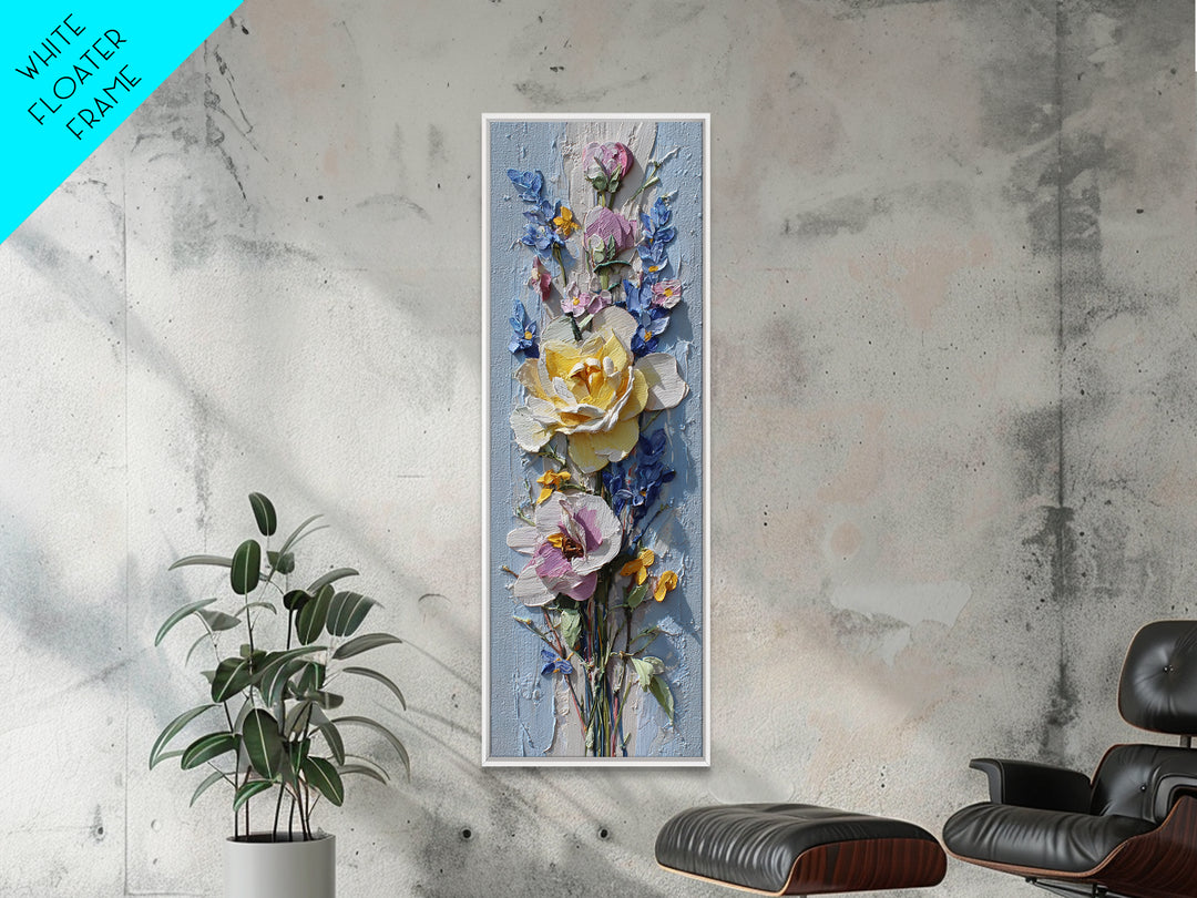 Clothespin Bouquet in Folk Art Style Framed Canvas Print, Laundry Room Art, Statement Artwork, Living Room Decor, Clean, LRA-1x3-8