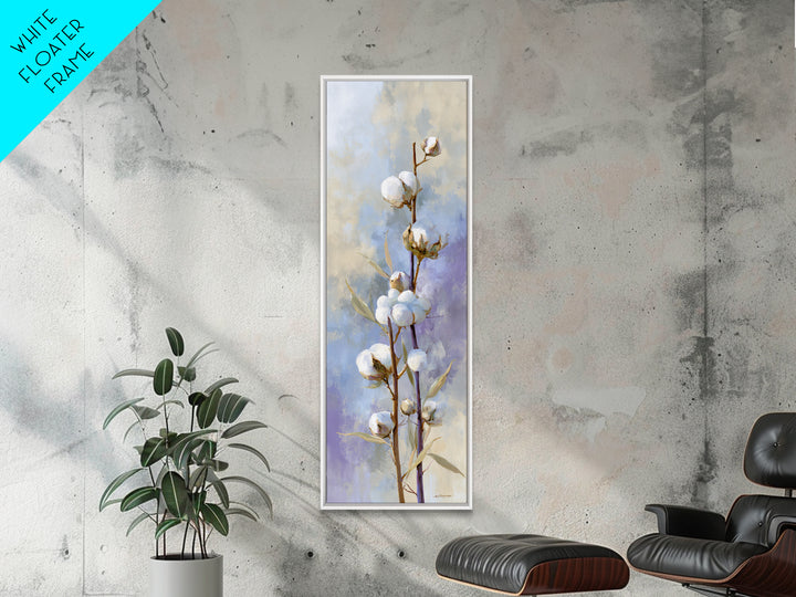Fresh Cotton Branch Botanical Study Framed Canvas Print, Laundry Room Art, Gallery Wall Prints, Living Room Decor, Clean, LRA-1x3-91