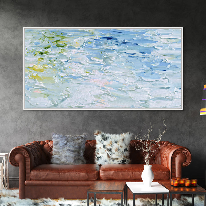 Clean Blue Water Ripple Abstraction Framed Canvas Print, Laundry Room Art, Fine Art Print, Living Room Decor, Abstract Art, LRA-2x1-14