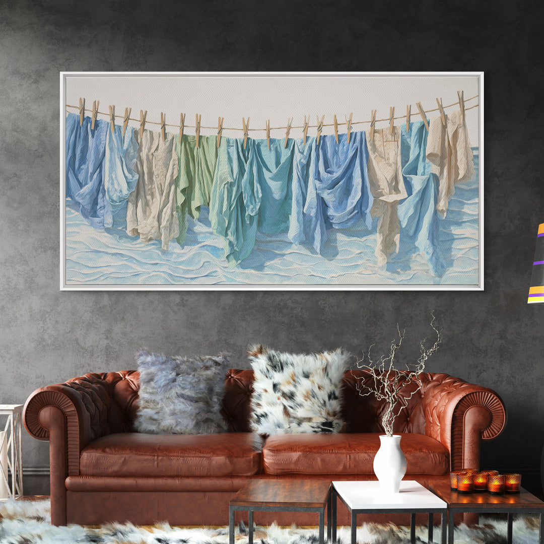 Clean Blue Water Ripple Abstraction Framed Canvas Print, Laundry Room Art, Fine Art Print, Living Room Decor, Abstract Art, LRA-2x1-38