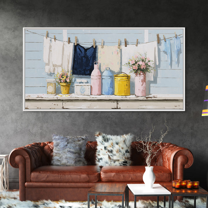 Farmhouse Laundry Sign Ornament Without Words Canvas Print, Laundry Room Art, Printable Wall Art, Living Room Decor, Clean, LRA-2x1-39